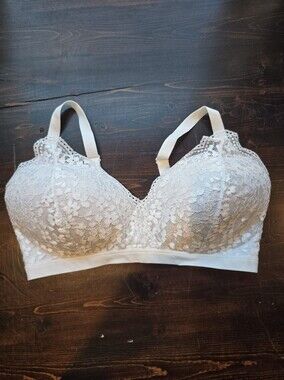 Warner's Cloud 9 Wire-Free Contour Lace Bra White - Size 36D (Style RO3301A)